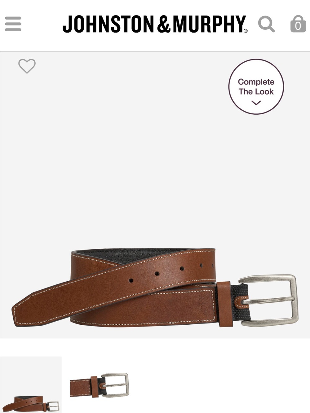 Johnston & Murphy Tan/Brown Leather Belt with Silver Buckle